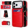 Solid Color Card Slots Bracket PU Phone Case