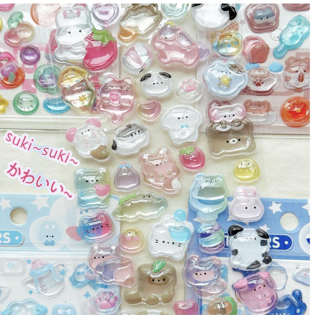 3D Transparent Decorative Stickers Glittery Decorations for DIY and Special Treats for Girls - Cute, Fans, Gifts, (Colorful/6 Pieces)