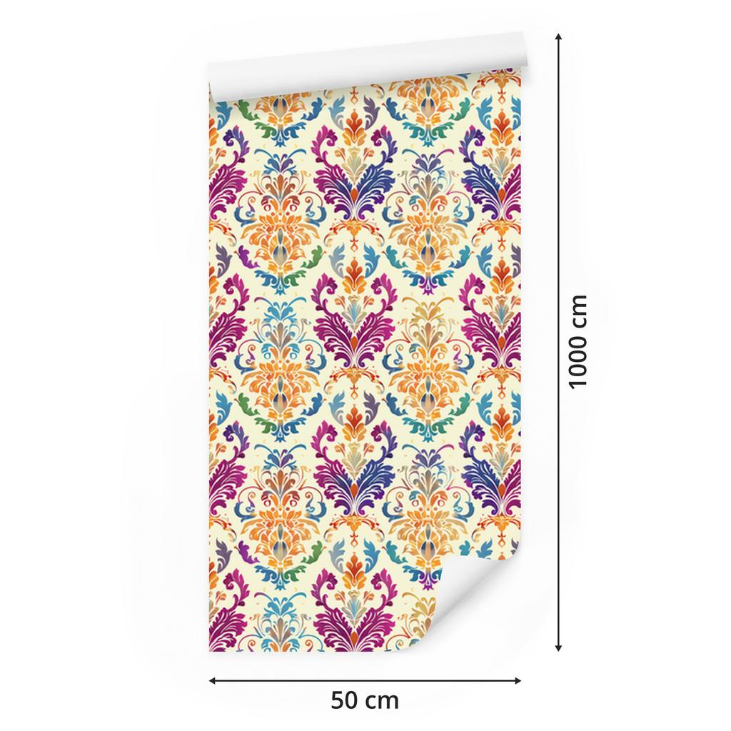Baroque Damask Wallpaper Cream and Purple for Living Room and Bedroom 50x1000