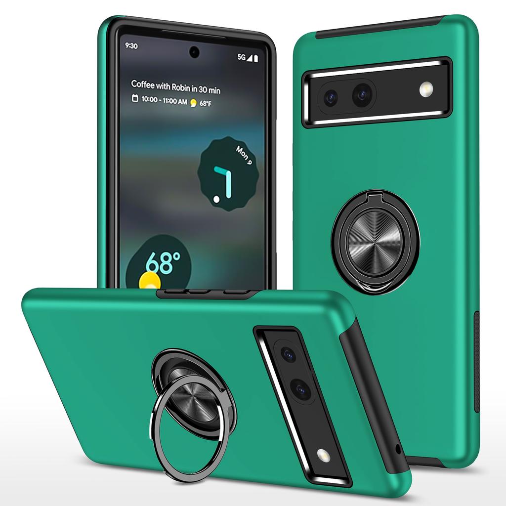 For Google Pixel 7a Rotary Ring Kickstand Phone Case PC+TPU Anti-Drop Back Cover