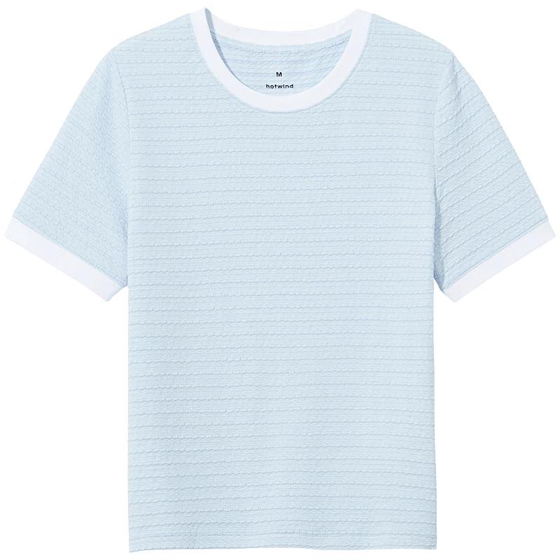Hotwind Women s Contrast Round Neck T-shirt M
