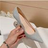 Women Silver Bling High Heel Pumps Women  New Fashion Slip-On Party Shoes Ladies Pointed Toe Shallow Thin Heel Wedding Shoes