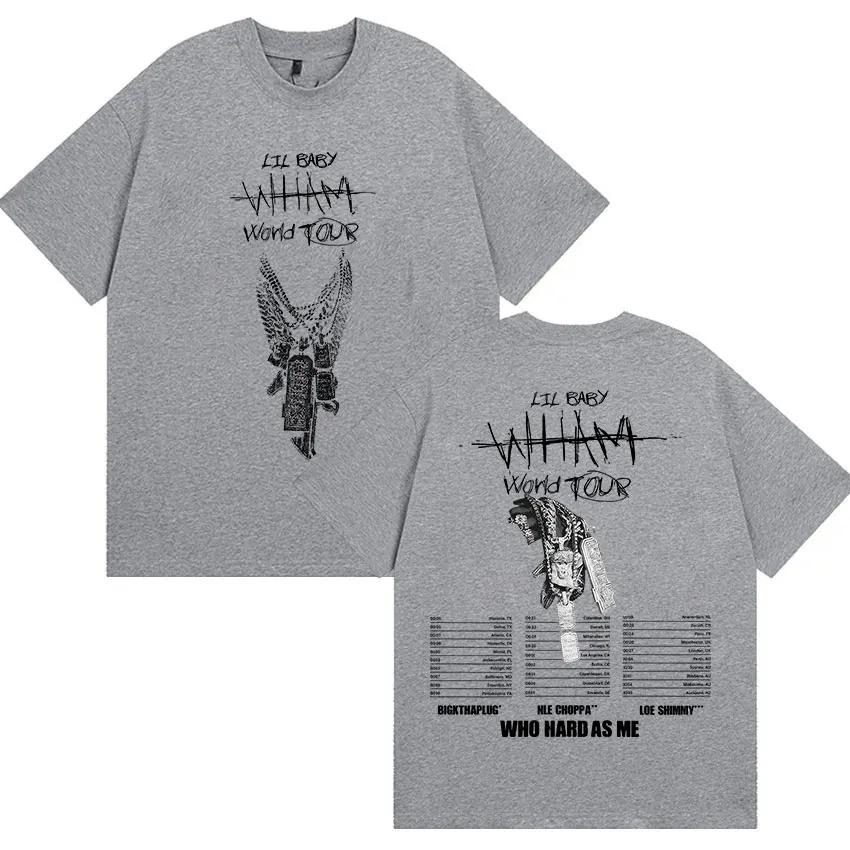 Retro Oversized Tshirt Rapper Lil Baby Wham World Tour 2026 Print T Shirts Unisex's Women Gothic Hip Hop Punk Clothing T-shirt