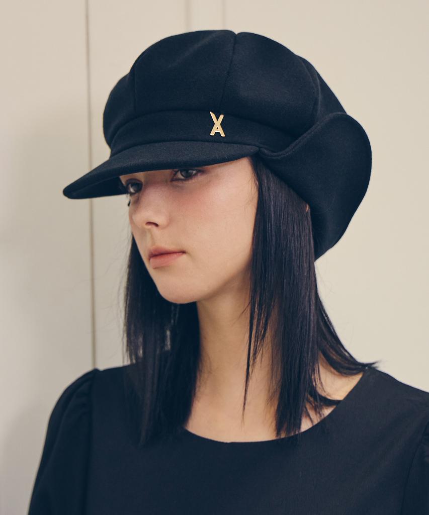 Bajal Va Studded Fly Newsboy Cap Black