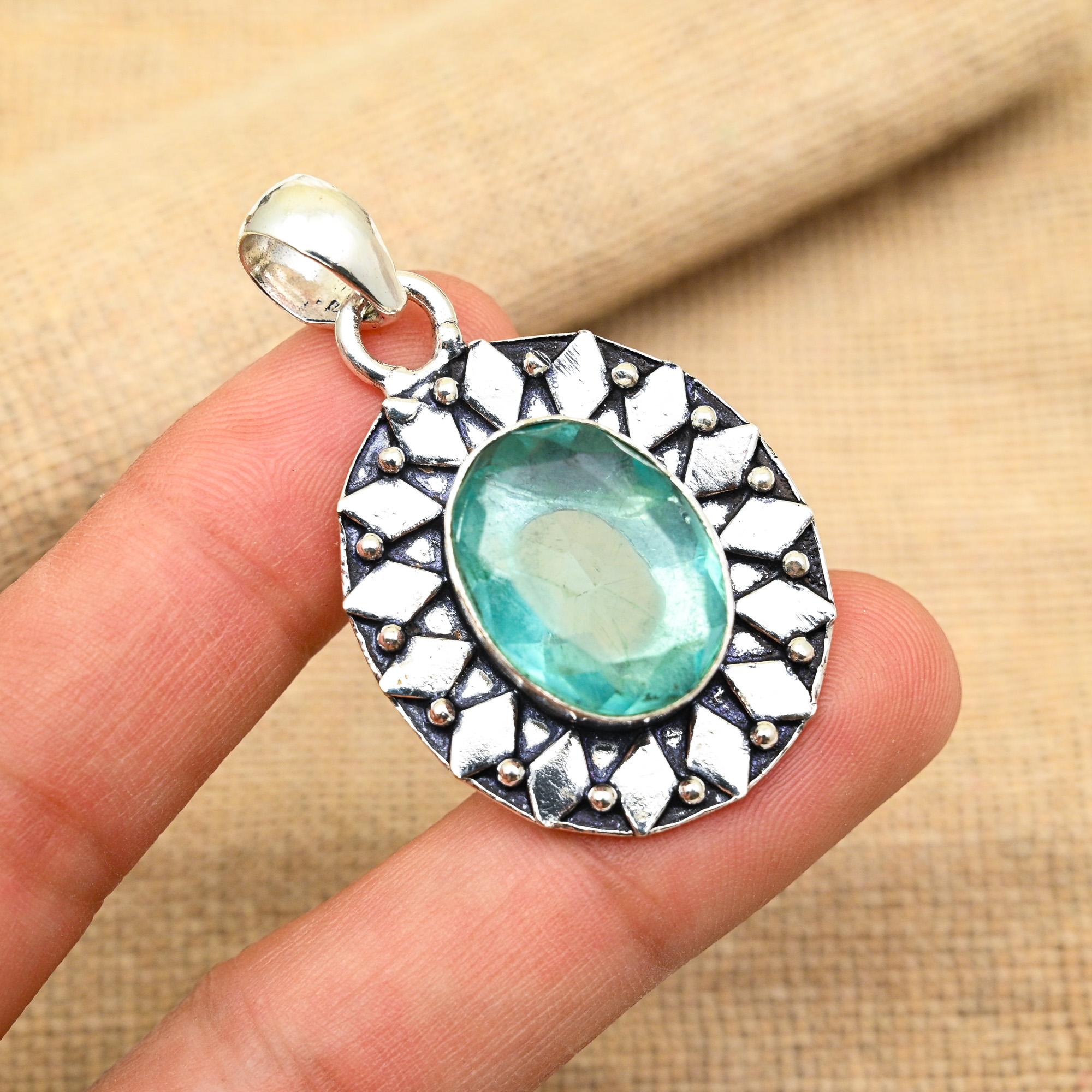 

Драгоценный камень Аква Апатит ручной работы из твердого серебра 925 пробы для ювелирных изделий на День Благодарения