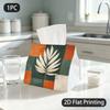 1pc Tissue Box, Minimalist Abstract Palm Leaf Warm Calm Pattern, 2D Flat Printing, Blocks Dust, Folds Flat, Tissue Container, for The Dining Table