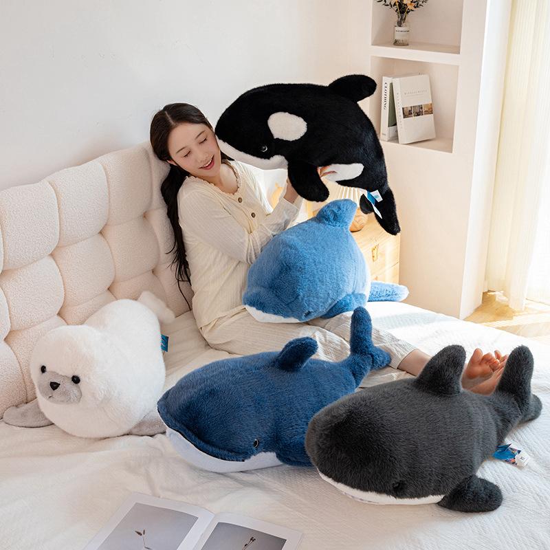 Deep Sea Series Blue Whale Shark Sea Lion Killer Whale Dolphin Animals Plush Super Soft Toys Back Cushion Decor Gifts Gils Boys