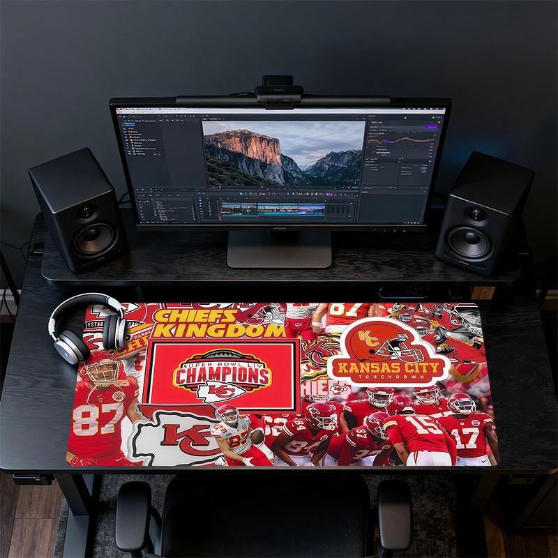 Chiefs Kingdom Mouse Pad, Large Gaming Desk Mat, Non-slip XXL Mousepad for Laptop & Tablet, Mini PC Playmat with Stitched Edges