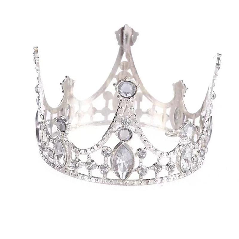 Children's Birthday Crown Tiara Baroque Alloy Ornament Full Circle Crown Cake Decoration