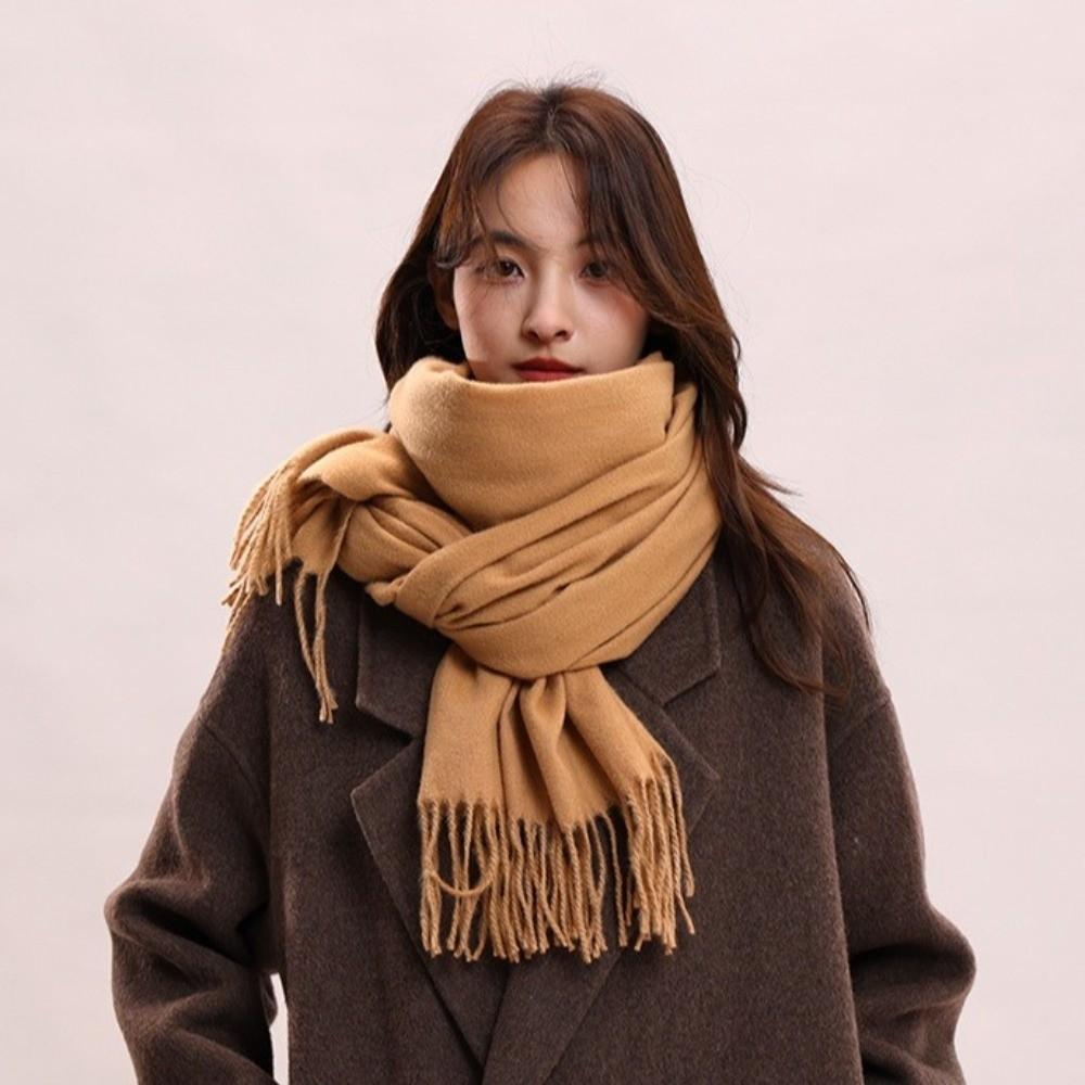 Tassel Imitation Cashmere Scarf Korean Style Women Shawl Simple Winter Neckerchief  Autumn