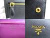 Authentic PRADA Saffiano Black Hibiscus Leather Bifold Long Flap Wallet #a886  Refurbished