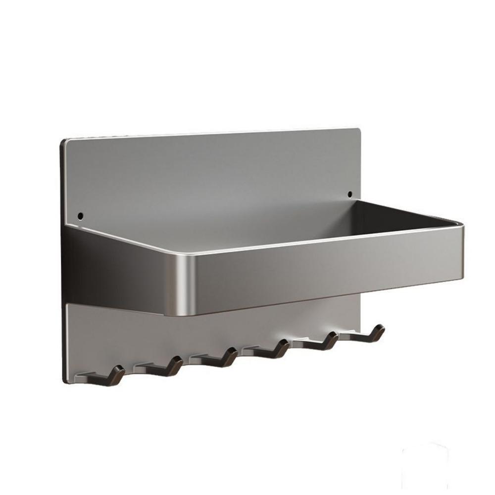 Carbon Steel Magnetic Storage Rack Wall Mounted Large Capacity Refrigerator Magnetic Shelf Space Saving with Hooks Key Holder серый 7690₽