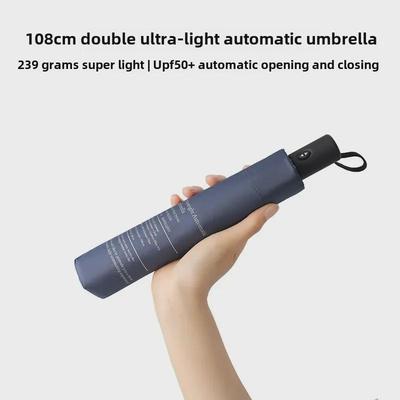 108cm Ultra-Light Automatic Umbrella - Dual-Purpose, Black Glue, Anti-UV, UPF50+, for Sun and Rain, Compact Design.