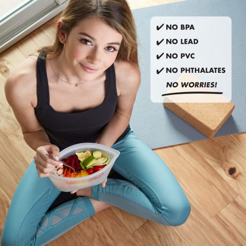 Zip Top Silicone Storage Bags, 473ml Dish, Small, Microwave, Freezer, and Dishwasher Safe, Made with Platinum Silicone, Non-Toxic, Frosted White. [Off