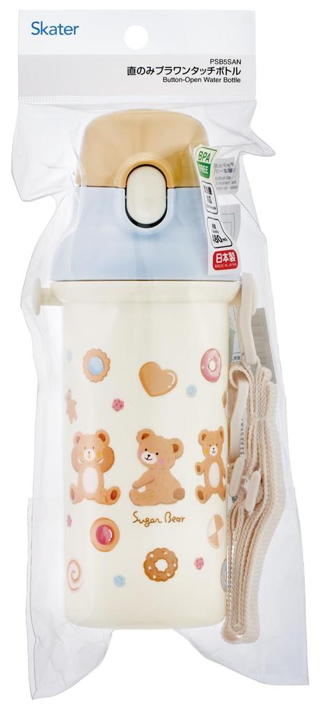 Skater Water Sugar Dishwasher Made In Children's Bottle, Bear, 480ml, Plastic, One-Push Open/Close, Safe, Japan, PSB5SAN-A