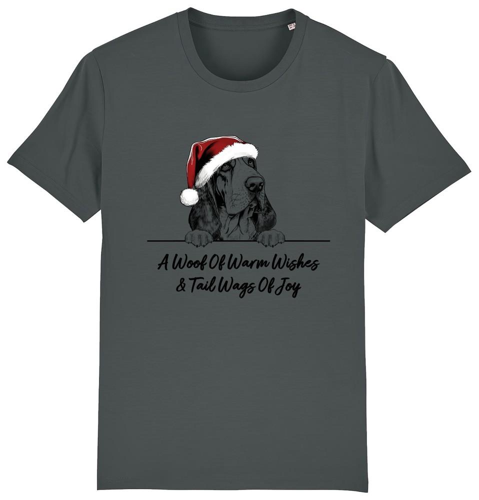 

BASSETT HOUND Christmas Dog T-Shirt Adults Kids Woof Wishes Tail Wags Xmas Dogs 4XL