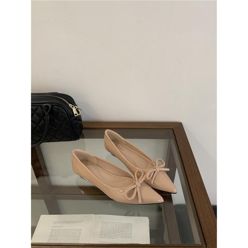 

New pointed low-heeled women s shoes princess bow single shoes autumn 2025 new 39 телесный