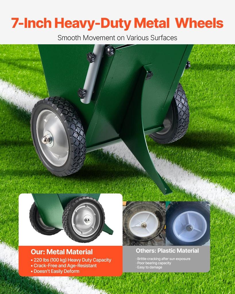 Dry Line Marker 2-Wheel 2 or 4 In Lines Heavy Duty Steel Chalker 25 Lbs