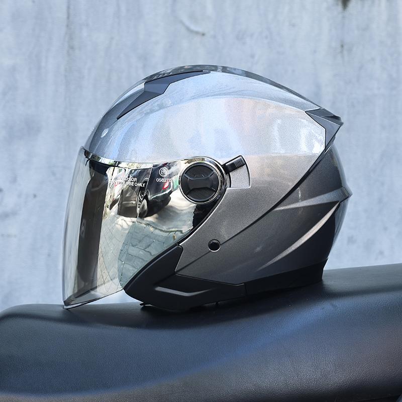 Orz-705-Retro Half Helmet Men's and Women's Four Seasons Dual Lens Electric Bicycle Helmet Pedal Universal Coverage Helmet