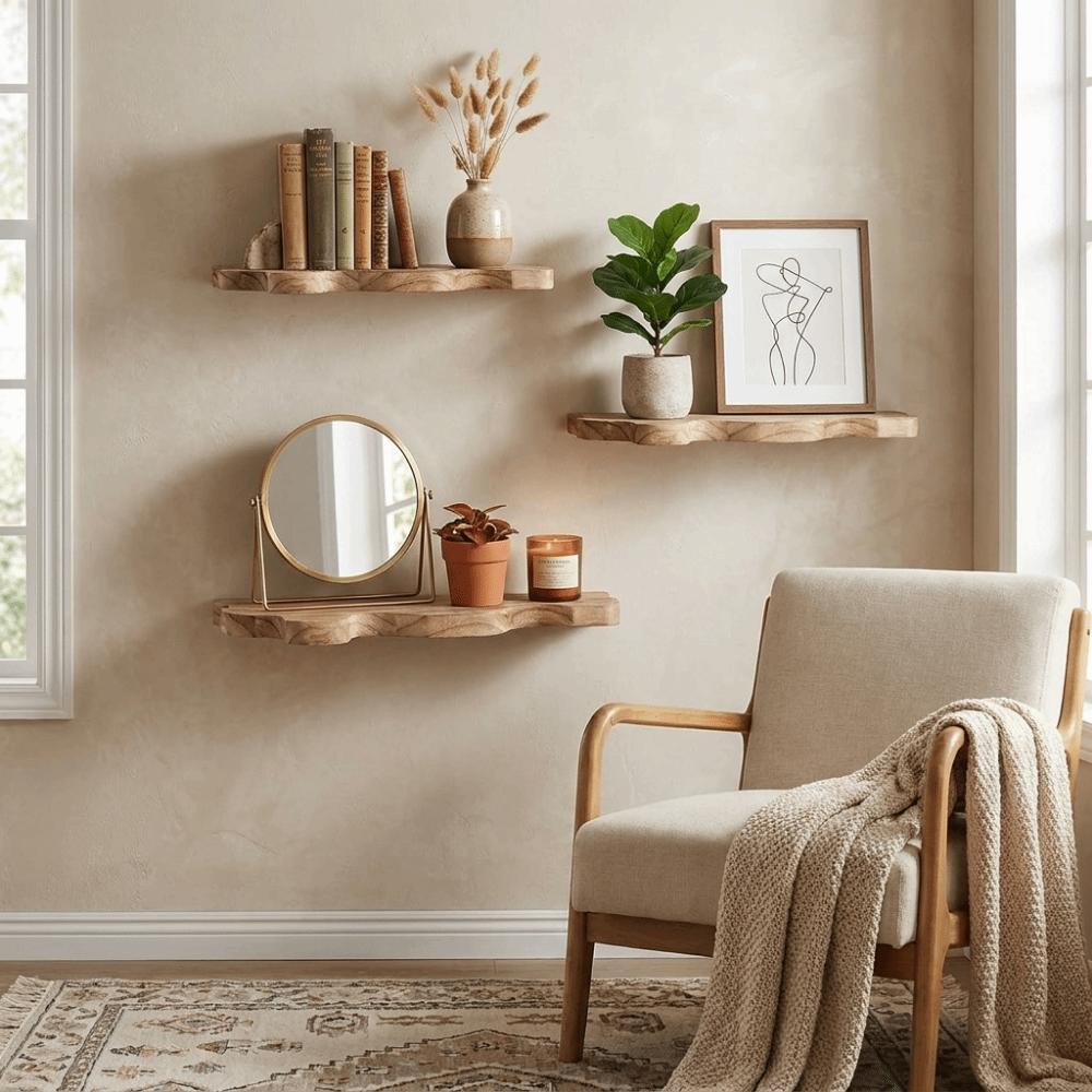 Wall Mounted Cloud Shaped Wall Display Shelves Wooden Plant Stand Wall Shelf  for Living Room