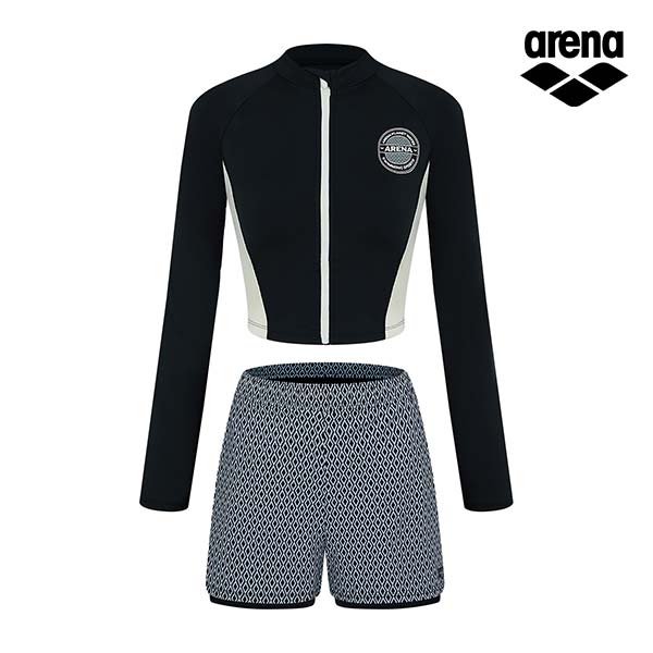 Alena Skipper Leisure Zip-Up Rash Guard Set A4Bl1Ps08Blk