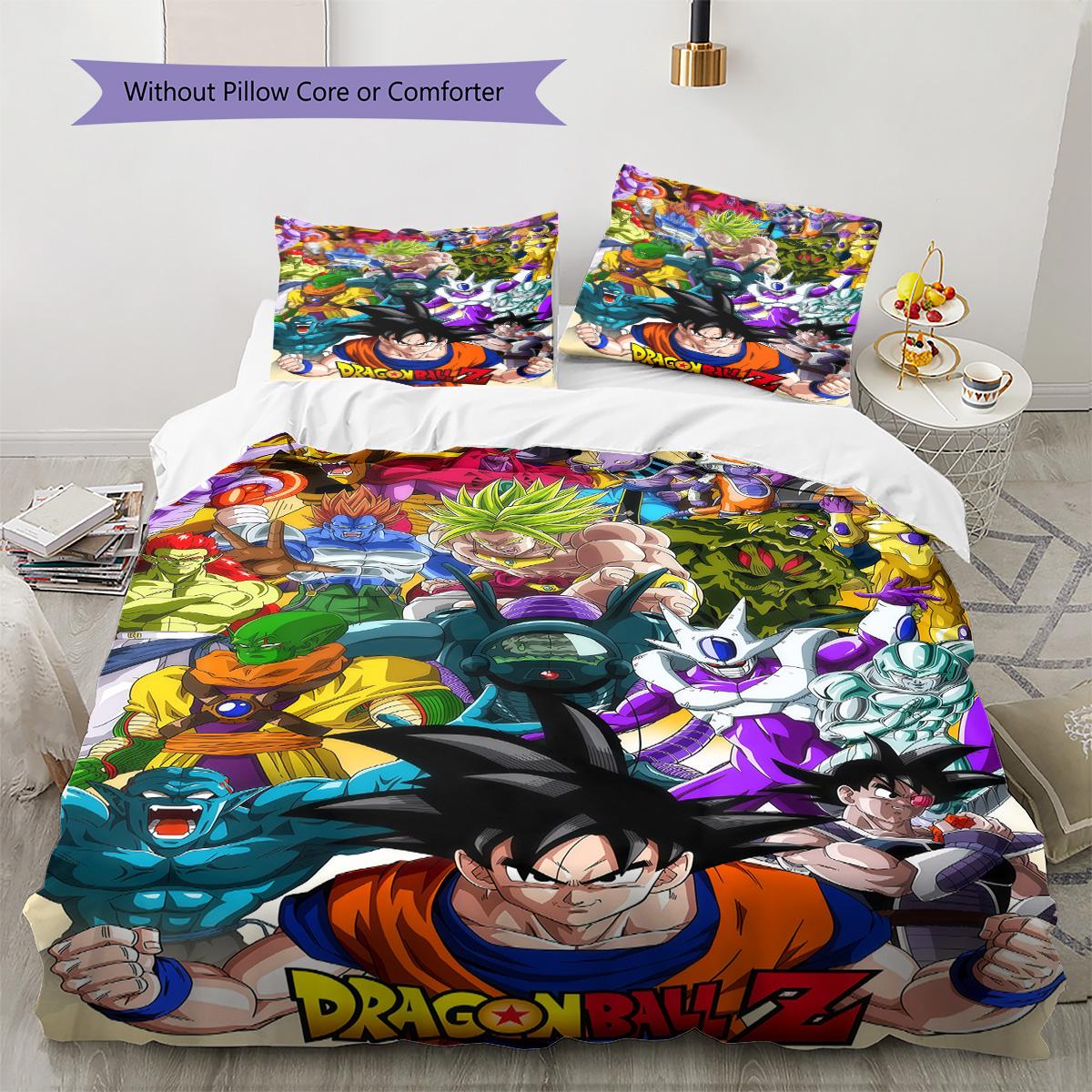 

Dragon Ball 3-Piece Bedding Set Soft Microfiber Duvet Cover with Pillowcases HD Print for Bedroom Home Decor All Season 135x200cm