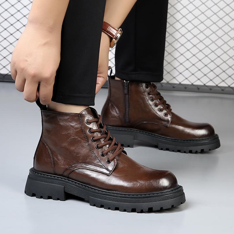 Fashion 2025 Men Platform Elastic Boots for Men Round Toe Comfortable Fashion Wear-Resistant Outdoor Soft Casual Non-slip Boots Autumn