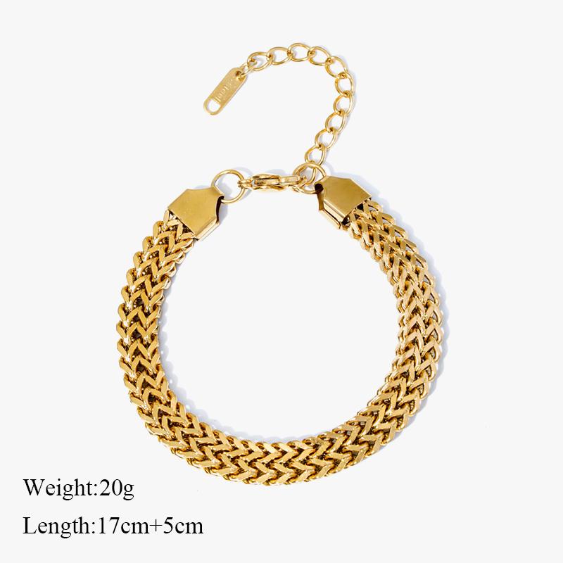 316L Stainless Steel Thick Wrist Chain Bracelet Bangle For Women Men Trendy 18K Gold Plated Waterproof Jewelry Bijoux CLE