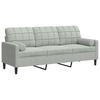 Vidaxl 3-Seater Sofa With Cushions, Light Gray, 180 Cm, Velvet
