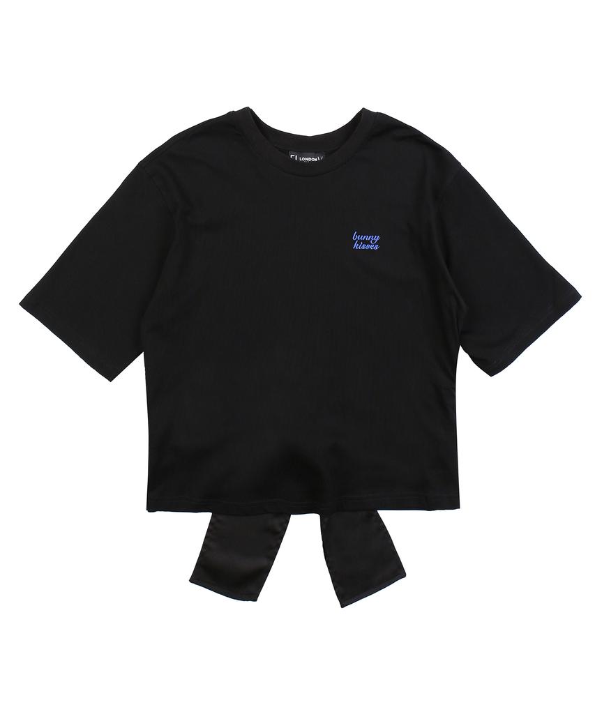 Pipilapin Short Sleeve T-Shirt With Satin Ribbon Detail Waist / Fm9Wts07F Black