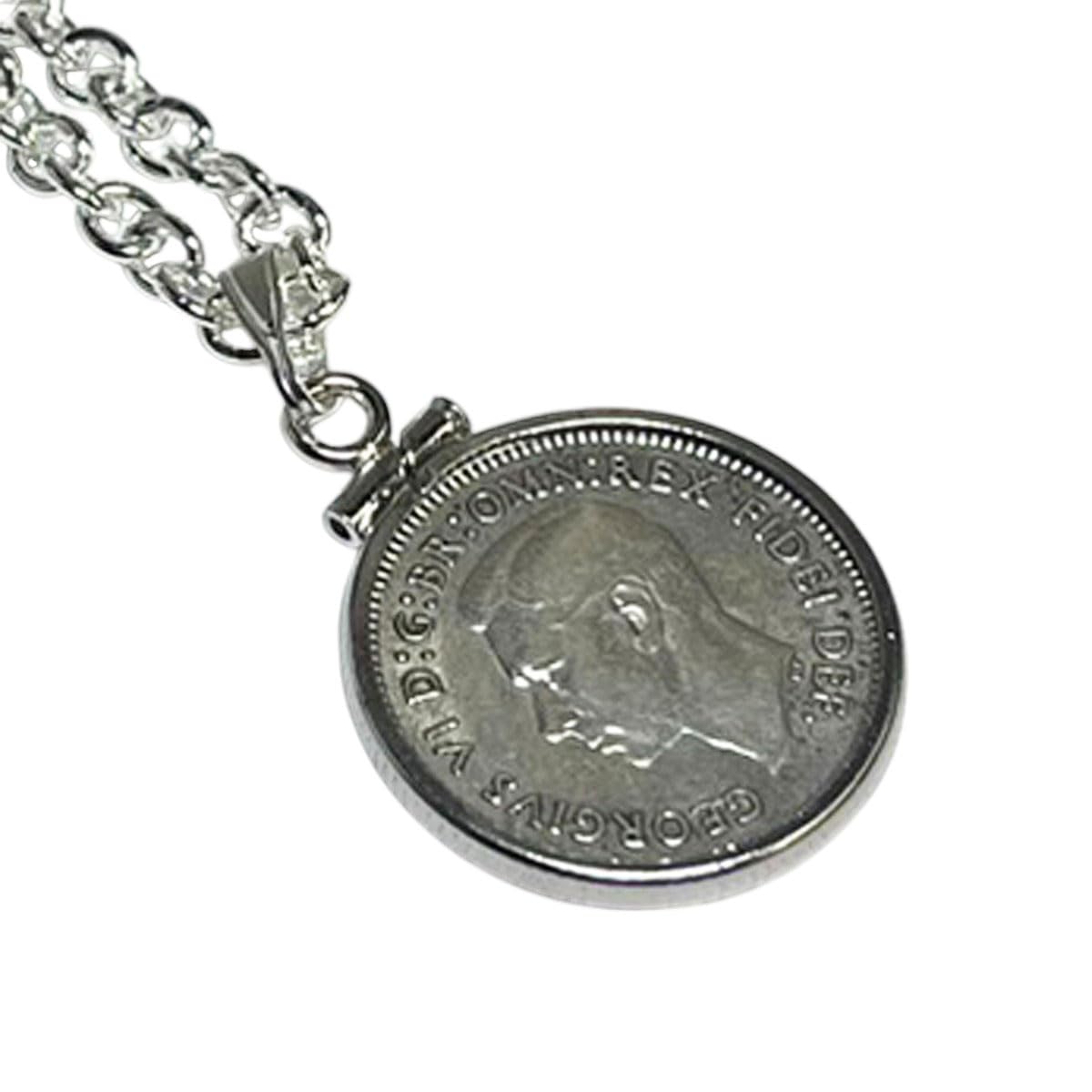 

Cufflinks Silver 6 pence coin and George VI silver necklace [Kamakura Workshop]