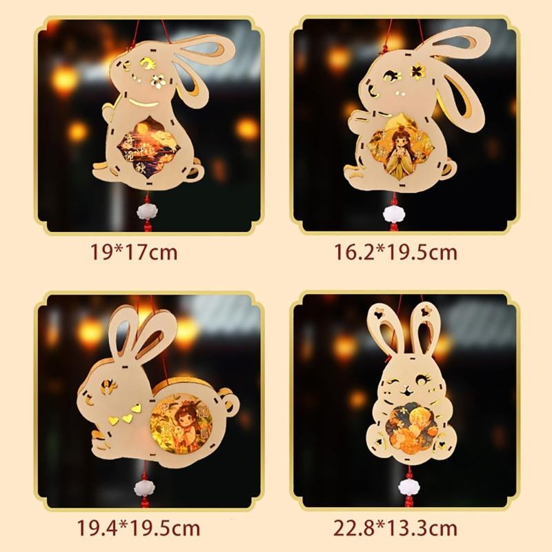 Lovely Rabbits Light Hanging Decors Portable Autumn Festival Rabbits Light Decoration for Cultural Enthusiasts