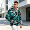 Men's Camouflage Print Zip-Up Hoodie, Casual Loose Fit Long Sleeve Hooded Sweatshirt for Fall Winter