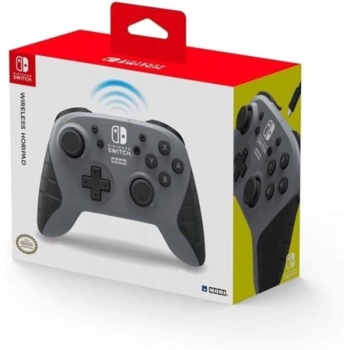 Manette de jeu - HORI - Manette sans fil HORI - Gris - USB - Sous licence officielle Nintendo