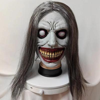 Leende vitansiktad demonmask med dödskalle Halloween Skräck Cosplay Exorcistmask