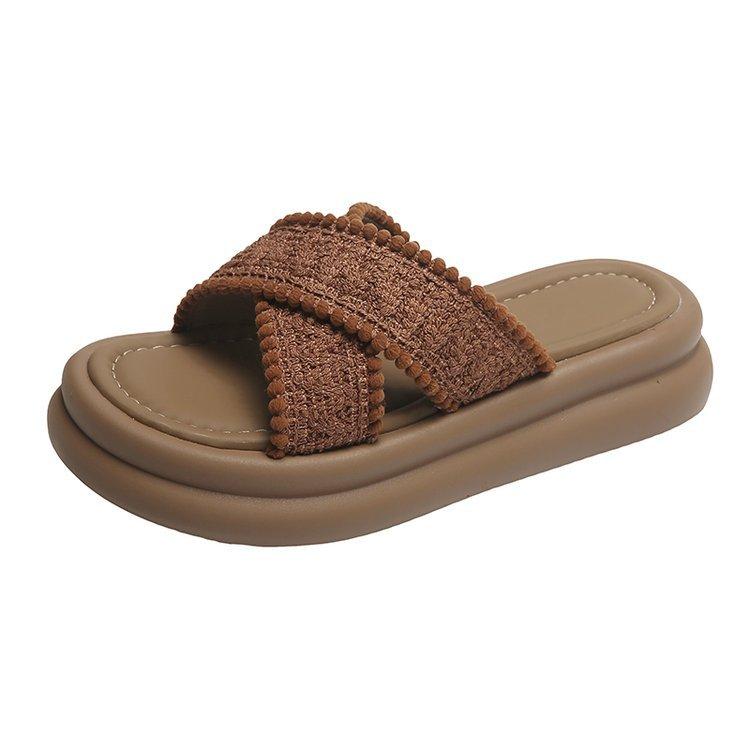 Fashion Thick-soled Small Fragrant One-word Slippers, Women's New Summer Wear French Small Sandals Beach Sandals in 2025