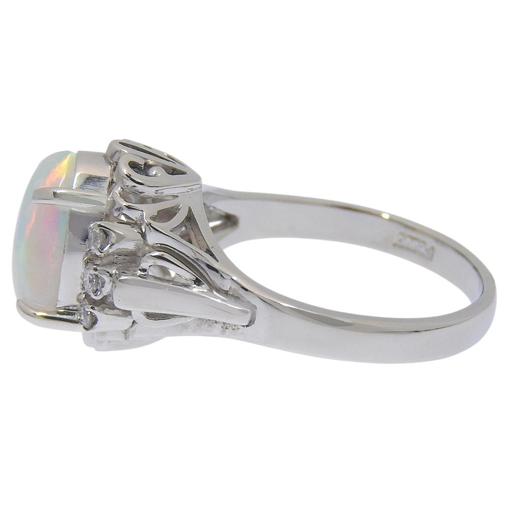 Ring Pt900Platinum/opal/diamond #5.8(US Size) 6.5g Women Used
