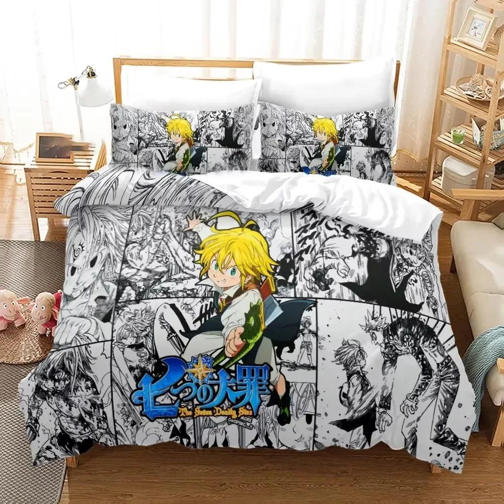 Comforter Seven Deadly Sins Anime Meliodas Bedding Set 3D Printed Suitable For Bedroom Kids Home Textile