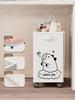 1pc Movable Storage Basket Oxford Cloth Laundry Basket With Pulleys Large Capacity Foldable Office Storage Rack Snacks Trolley