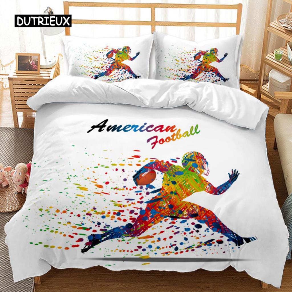 Zestaw poszewek na kołdrę Piłka nożna Piłka nożna Bramka Miękka pościel Poliester Sport Konkurencyjny motyw 2/3 szt. Pełny Queen King Size Poszewka na kołdrę