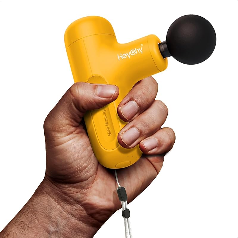 Mini Massage Gun Deep Tissue, Handheld Portable Mini Travel Size Percussion Deep Tissue Massager with 4 Attachments & 5 Speeds,Ideal Gift for Men & жёлтый