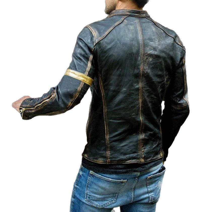 Men's Men's Leather Jacket Male Teen Stand-Up Collar Punk Men's Motorcycle Leather Jacket