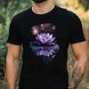T-Shirt Men Purple Lotus Flower with Star Motif Cotton Size XS To 5XL