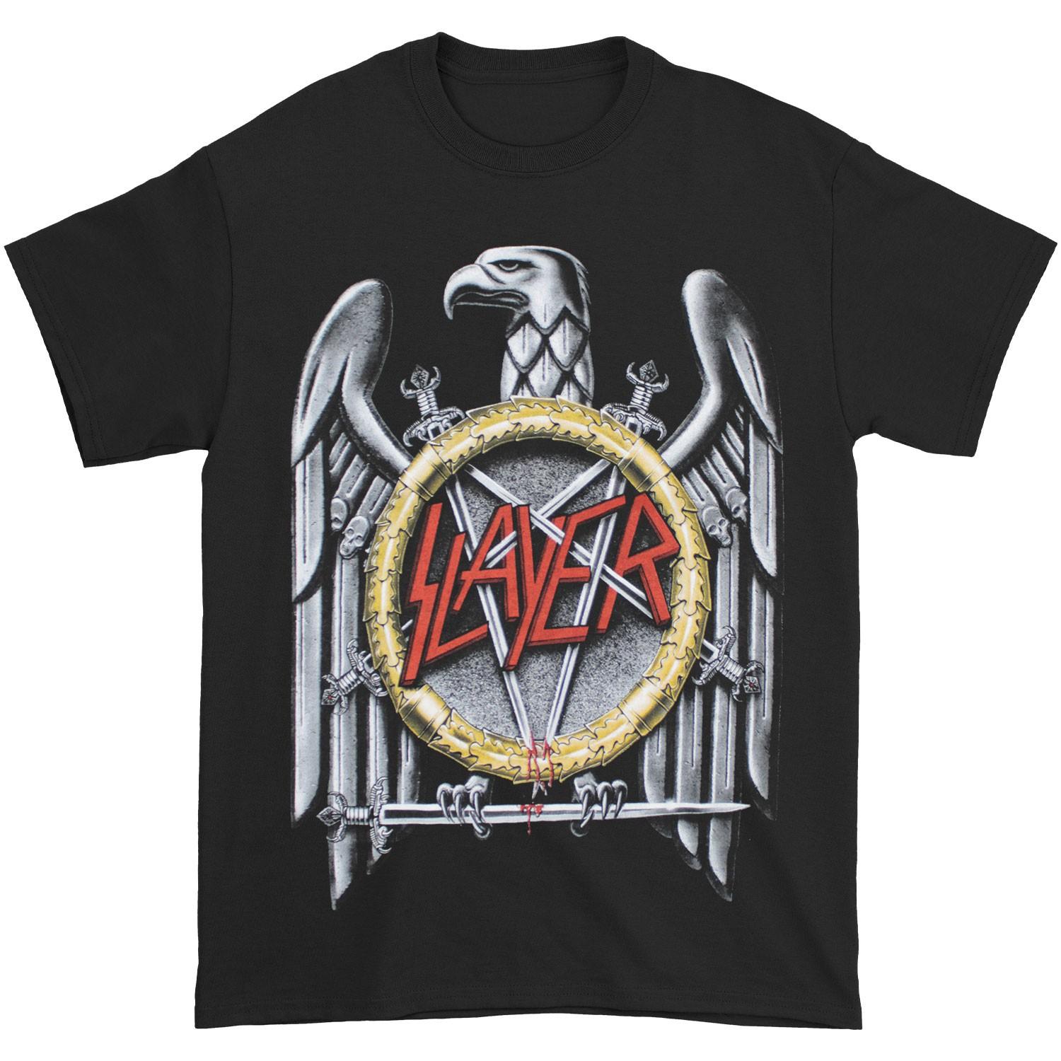 Men s Slayer Silver Eagle T-shirt Small Black M
