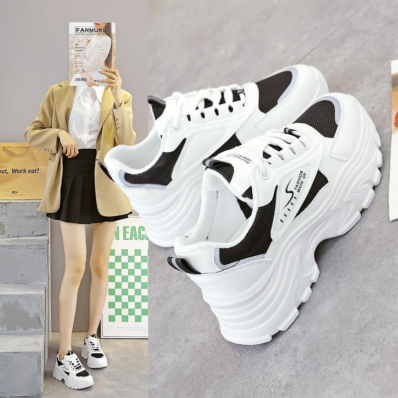 Hong Kong style fried street platform dad shoes women increase 2025 new spring versatile leisure sports little white shoes women J03