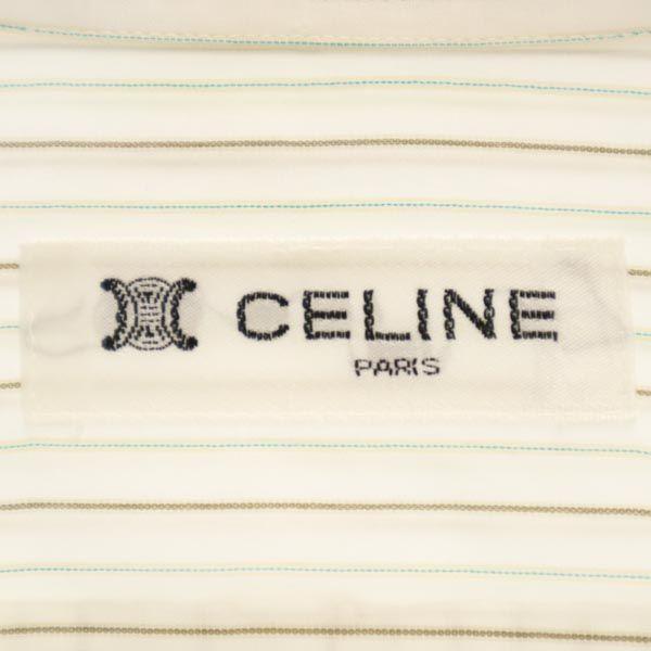 Celine Cămașă cu dungi cu mânecă lungă Alb broderie logo sistem Bărbați Folosit
