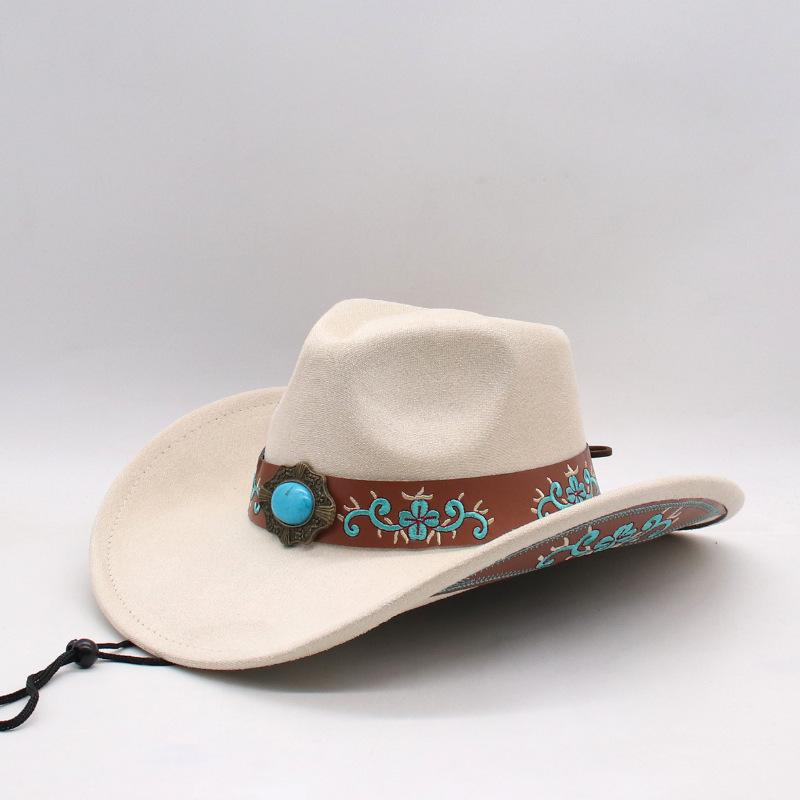 Holiday Travel Ethnic Style Tibetan Jazz Embroidered Top Hat New Fashion High Sense Western Denim Hat