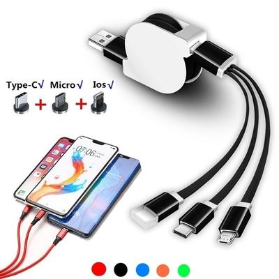 Câble de données télescopique 3 en 1 pour chargeur rapide USB-C Type C / iOS / Micro USB (longueur: 1 M)