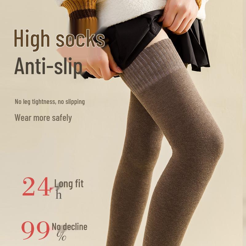 Damen Extra-Lange Overknee Oberschenkelhohe Socken mit Samt und Frottee für Herbst/Winter - Mikro-Druck Schlankheitsdesign