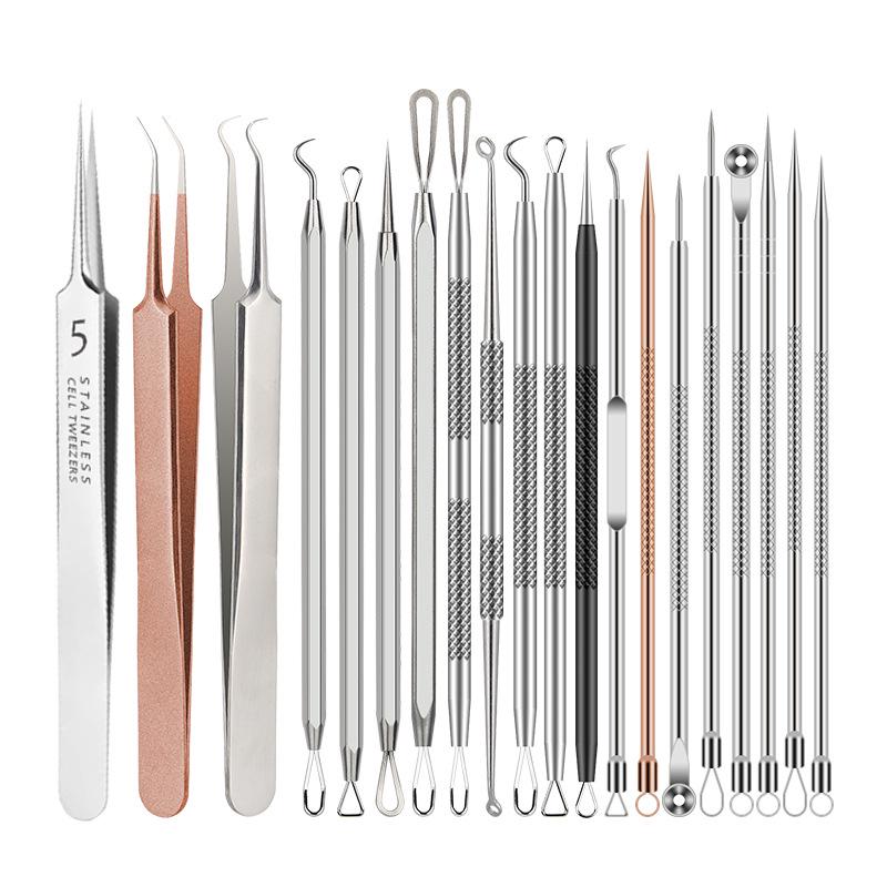 Precision Acne & Blackhead Removal Tweezers Set - Pimple Needle and Squeezing Tool